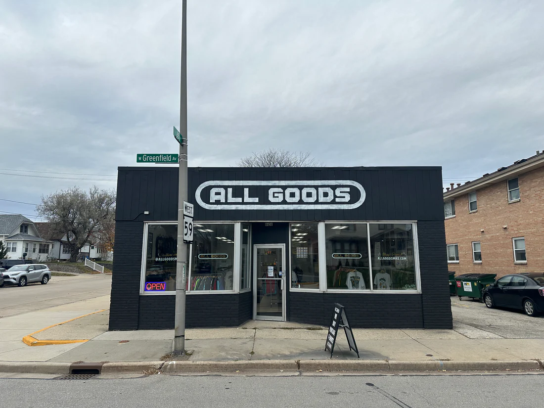 The All Goods storefront on West Greenfield Avenue in West Allis