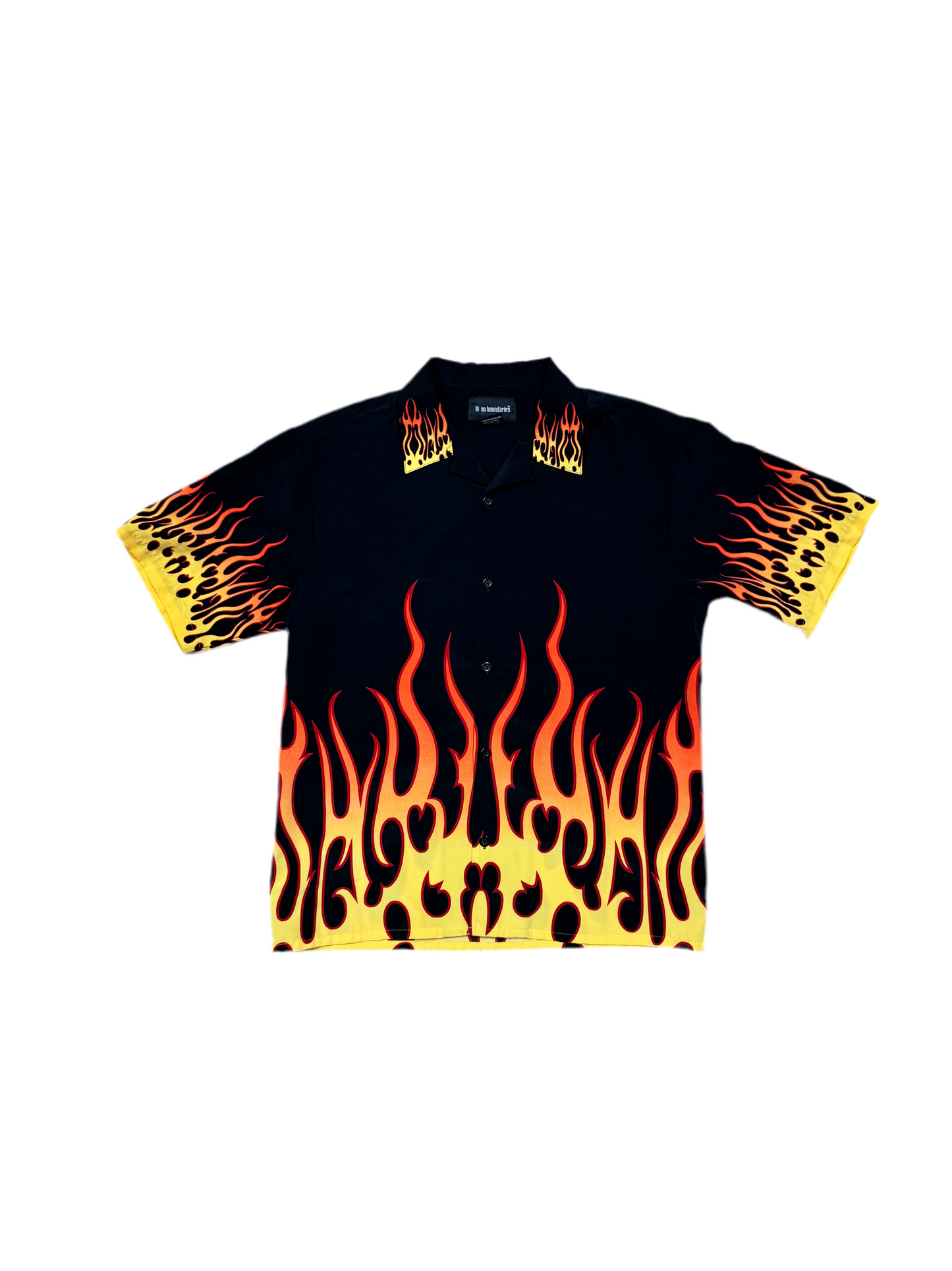 No Boundaries Flames Button Up Shirt