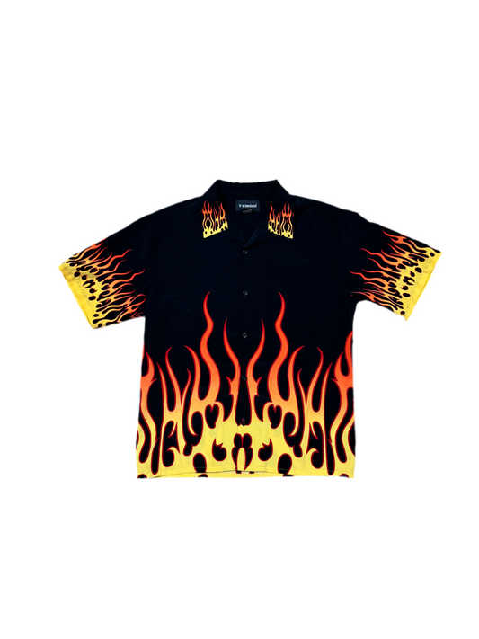 No Boundaries Flames Button Up Shirt