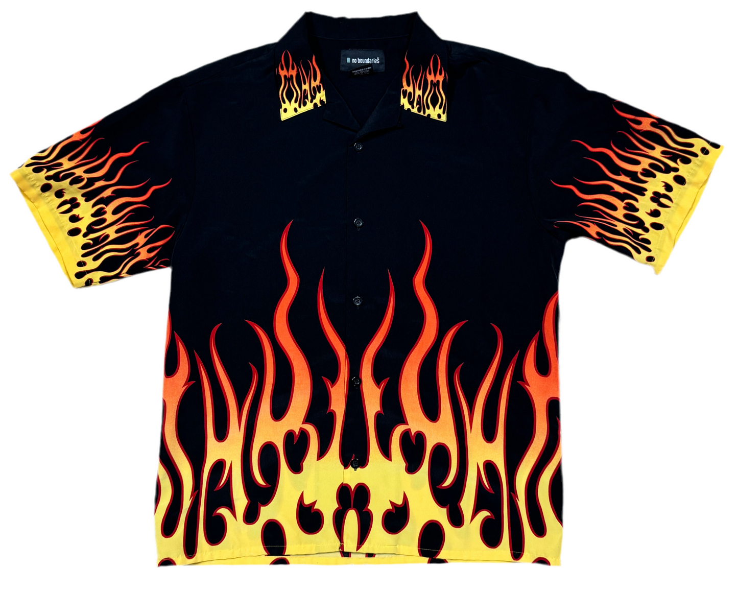 No Boundaries Flames Button Up Shirt