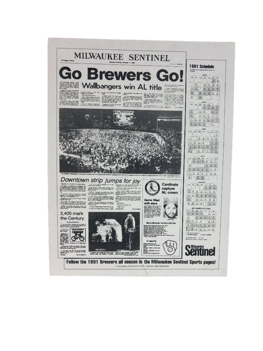 Brewers AL Title Milwaukee Sentinel Poster - ALL GOODS - ALL GOODS